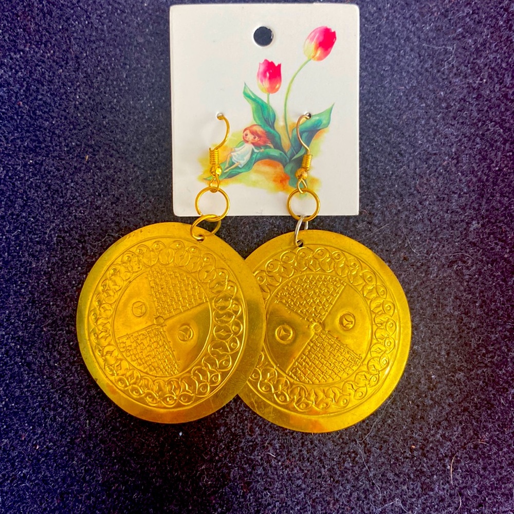 Big Gold-Colored Kenyan Earrings / Statement Earrings / Lightweight African Made